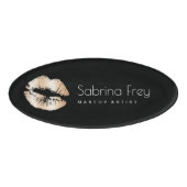 Elegant modern koperen roos Gold lippen make-up ar Naambadge (Voorkant)