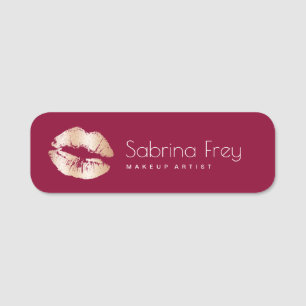 Elegant modern koperen roos Gold lippen make-up ar Naamplaatje