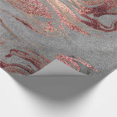 Elegant modern koperen roos goud zilveren marmer cadeaupapier (Hoek)