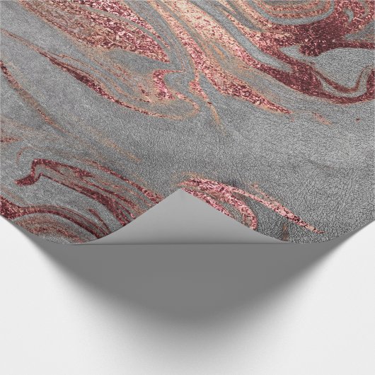 Elegant modern koperen roos goud zilveren marmer cadeaupapier (Hoek)