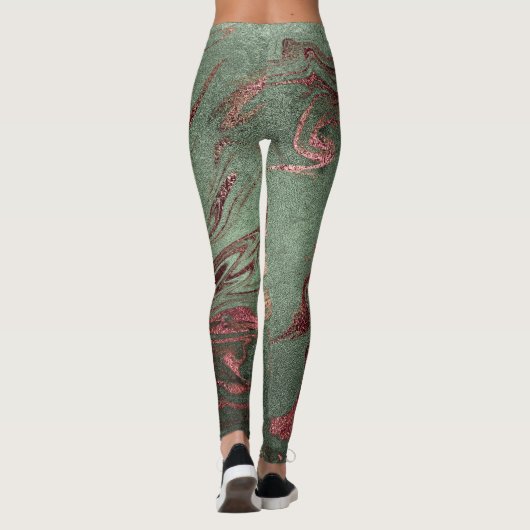 Elegant modern koperen roos gouden marmer leggings (Achterkant)