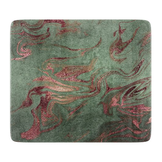 Elegant modern koperen roos gouden marmer snijplank (Voorkant)