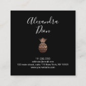 Elegant modern koperen roos gouden zwarte ananas vierkante visitekaartje (Achterkant)