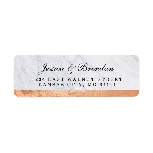 Elegant modern koperen weddenschap Return Label (Voorkant)