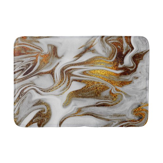 Elegant modern kopergoud en witte marmer badmat (Voorkant)
