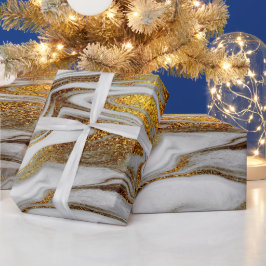 Elegant modern kopergoud en witte marmer cadeaupapier