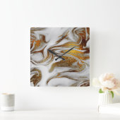 Elegant modern kopergoud en witte marmer vierkante klok (Huis)