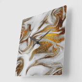 Elegant modern kopergoud en witte marmer vierkante klok (Hoek)