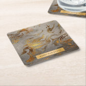 Elegant modern kopergoud en zilveren marmer kartonnen onderzetters (Schuin)