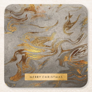 Elegant modern kopergoud en zilveren marmer kartonnen onderzetters