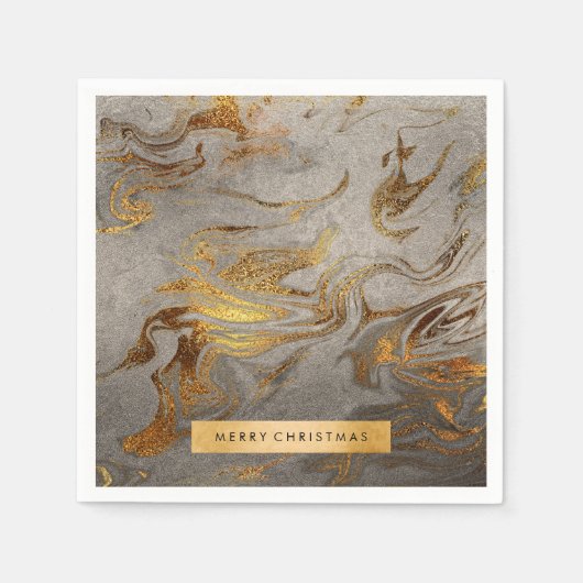 Elegant modern kopergoud en zilveren marmer servet (Voorkant)