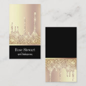 Elegant modern kopergoud glitter druppelt spijkers visitekaartje (Voorkant / Achterkant)