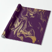 Elegant modern kopergoud paarse marmer cadeaupapier (Uitgerold)