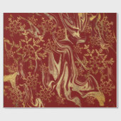 Elegant modern kopergoud rode marmerbare sneeuwvlo cadeaupapier (Vlak)