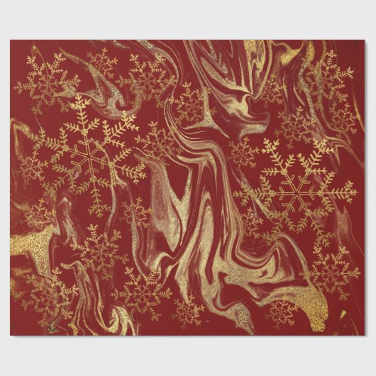 Elegant modern kopergoud rode marmerbare sneeuwvlo cadeaupapier (Vlak)
