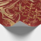Elegant modern kopergoud rode marmerbare sneeuwvlo cadeaupapier (Hoek)