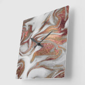 Elegant modern kopergoud roos witte marmer vierkante klok (Hoek)
