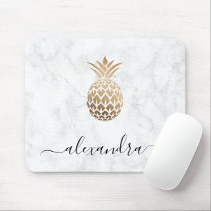 Elegant modern kopergoud witte marmer ananas muismat