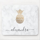 Elegant modern kopergoud witte marmer ananas muismat (Voorkant)