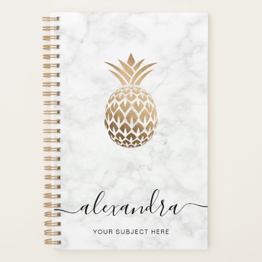 Elegant modern kopergoud witte marmer ananas planner (Voorkant)