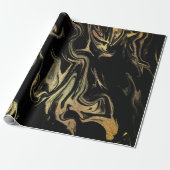 Elegant modern kopergoud zwarte marmer cadeaupapier (Uitgerold)