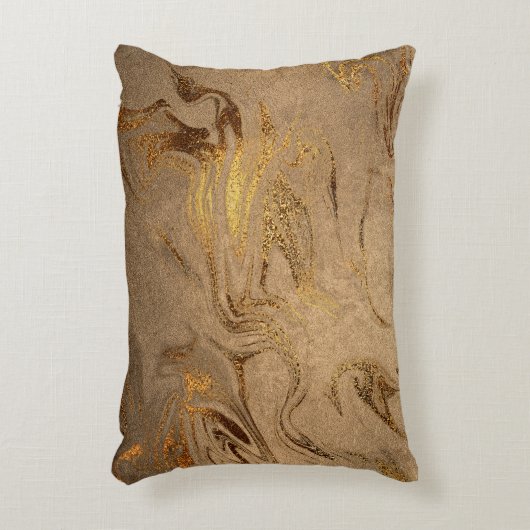 Elegant modern kopergoudmarmer accent kussen (Voorkant(Verticaal))