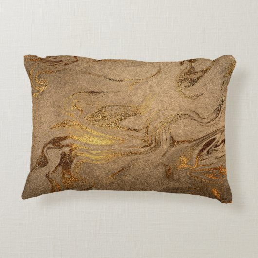 Elegant modern kopergoudmarmer accent kussen (Achterkant)