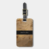 Elegant modern kopergoudmarmer bagagelabel (Voorkant verticaal)