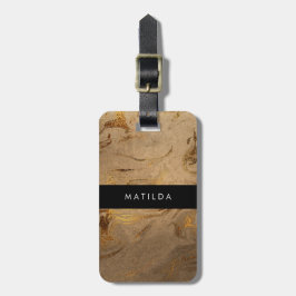 Elegant modern kopergoudmarmer bagagelabel