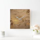 Elegant modern kopergoudmarmer vierkante klok (Huis)