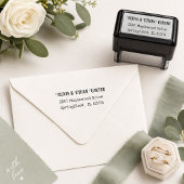 Elegant Modern Koppel Script Trouw Retouradres Zelfinktende Stempel