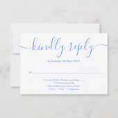 Elegant modern korenbloem blauwe script RSVP kaartje (Voorkant)