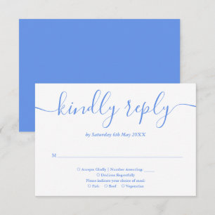 Elegant modern korenbloem blauwe script RSVP kaartje