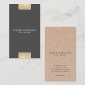 Elegant modern Kraft bedrukt Gold Accent Verticaal Visitekaartje (Voorkant / Achterkant)