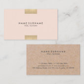 Elegant modern Kraft bedrukt Gold Chic Pastel Roze Visitekaartje (Voorkant / Achterkant)