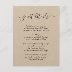 Elegant modern Kraft Paper Informatiekaartje