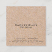 Elegant modern Kraft Printed Gold Accent Chic Vierkante Visitekaartje (Achterkant)