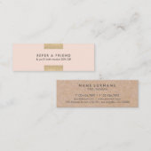 Elegant modern KraftPrinted Chic Gold Blush Refer Mini Visitekaartje (Voorkant / Achterkant)