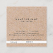 Elegant modern KraftPrinted Gold Accent Chic Refer Vierkante Visitekaartje (Achterkant)