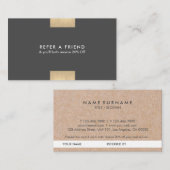 Elegant modern KraftPrinted Gold Accent Chic Refer Visitekaartje (Voorkant / Achterkant)