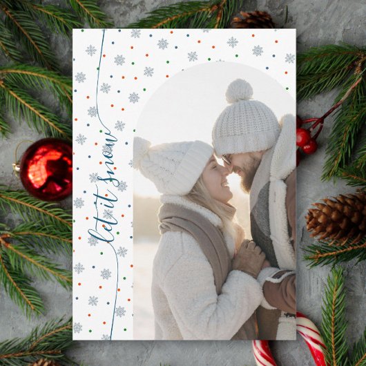 Elegant Modern Laat het sneeuwen foto Feestdagenkaart