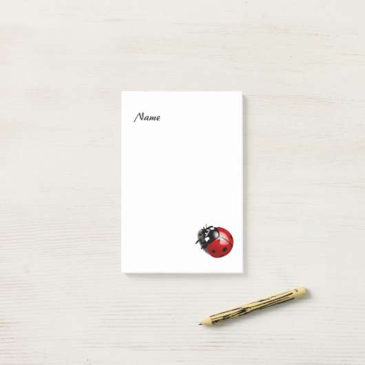 Elegant modern ladybug gepersonaliseerd post-it® notes (Op bureau)