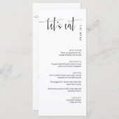 Elegant Modern Laten we eten Dinner Dank u Menu (Voorkant / Achterkant)