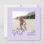 Elegant Modern Lavendel Paarse Save the Date Foto Magnetische Uitnodiging (Voorkant)
