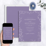 Elegant Modern Lavender Minimal Leaf Wedding Kaart<br><div class="desc">Zeg "ja" tegen deze verbluffende, moderne legeruitnodiging om het lef te verbranden. Charm and sophistication mixt naadloos samen om dit elegante lavender & white, formeel uitnodigingsontwerp te creëer. Deze uitnodiging is de perfecte manier om uw uitnodiging in stijl uit te breiden tot vrienden en familie, dankzij een delicaat handbereik en...</div>