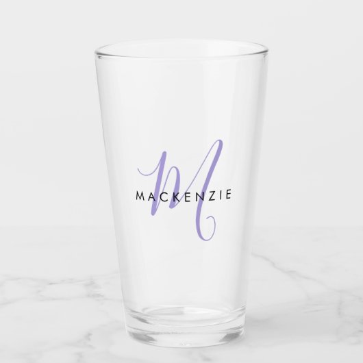 Elegant modern Lavender Script Monogram Glas (Voorkant)