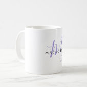 Elegant modern Lavender Script Monogram Koffiemok (Voorkant links)