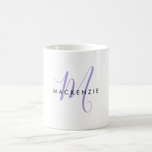 Elegant modern Lavender Script Monogram Koffiemok (Center)