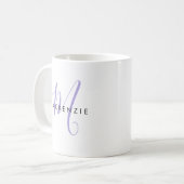 Elegant modern Lavender Script Monogram Koffiemok (Voorkant links)