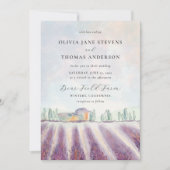 Elegant modern lavenderveld in één bruiloft kaart (Voorkant)